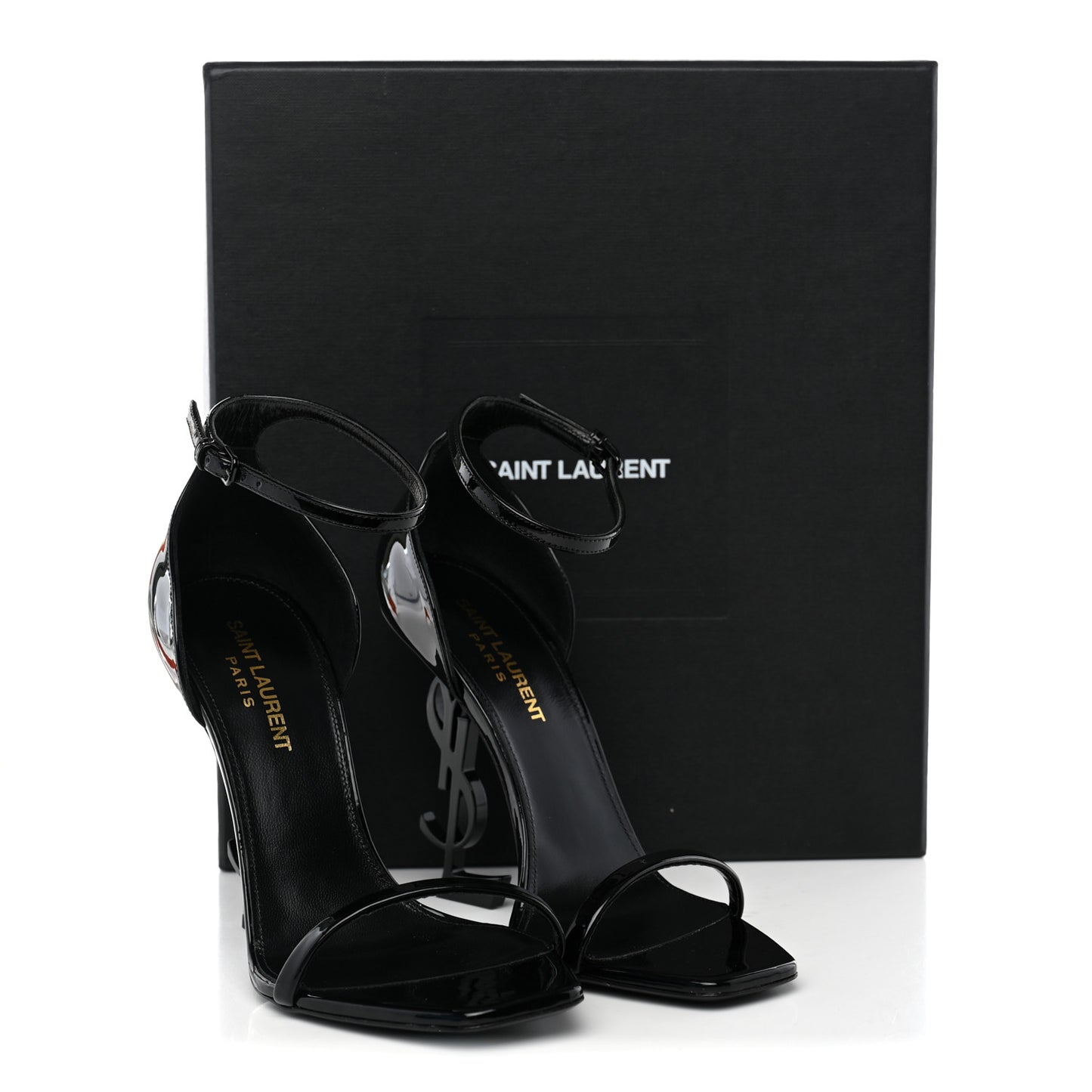 Patent Calfskin Opyum 110 Sandals 37.5 Black