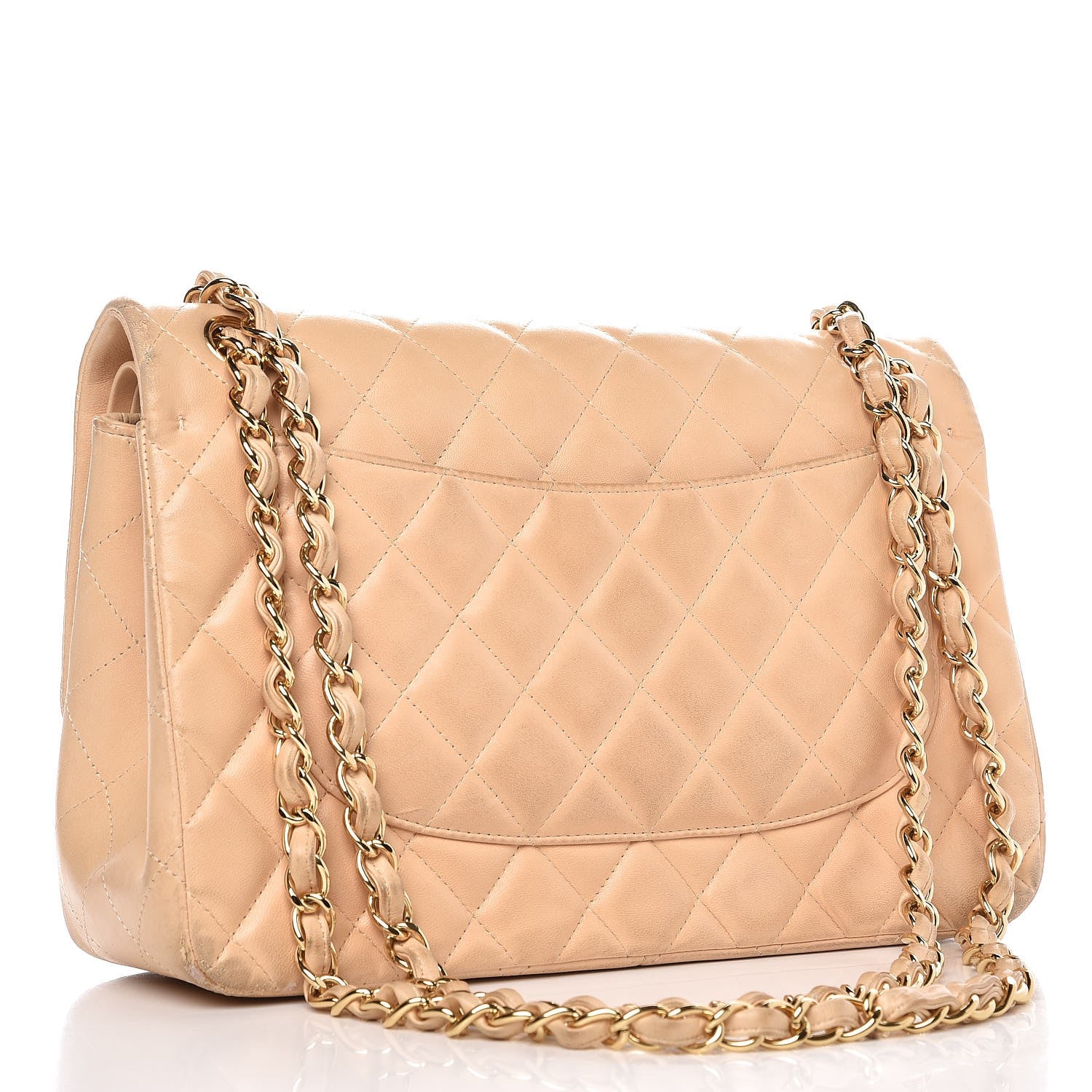 Chanel Lambskin Quilted Jumbo Double Flap Bag Beige 3 of 10