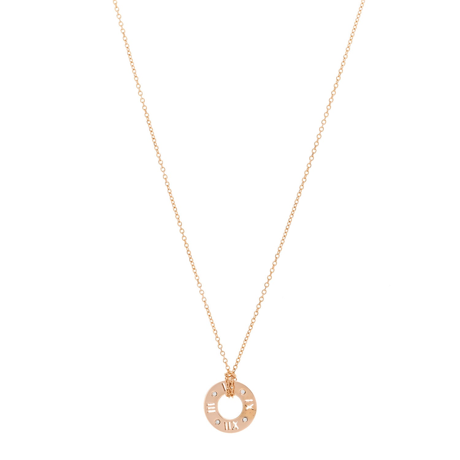 Tiffany 18K Rose Gold Diamond Atlas Pierced Pendant Necklace 1 of 3