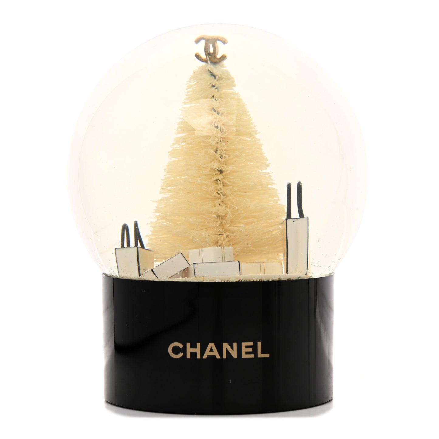 Glass Small Christmas Tree Shopping Bag Snow Globe