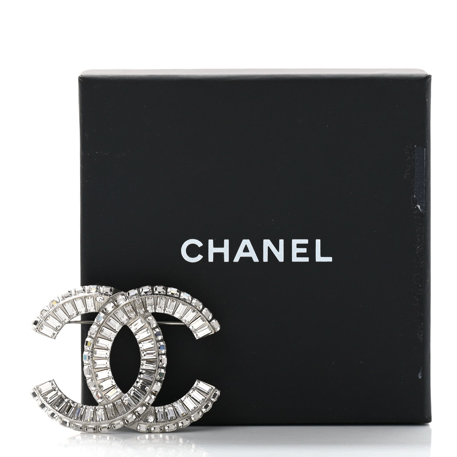 Chanel Baguette Crystal CC Brooch Silver 5 of 5