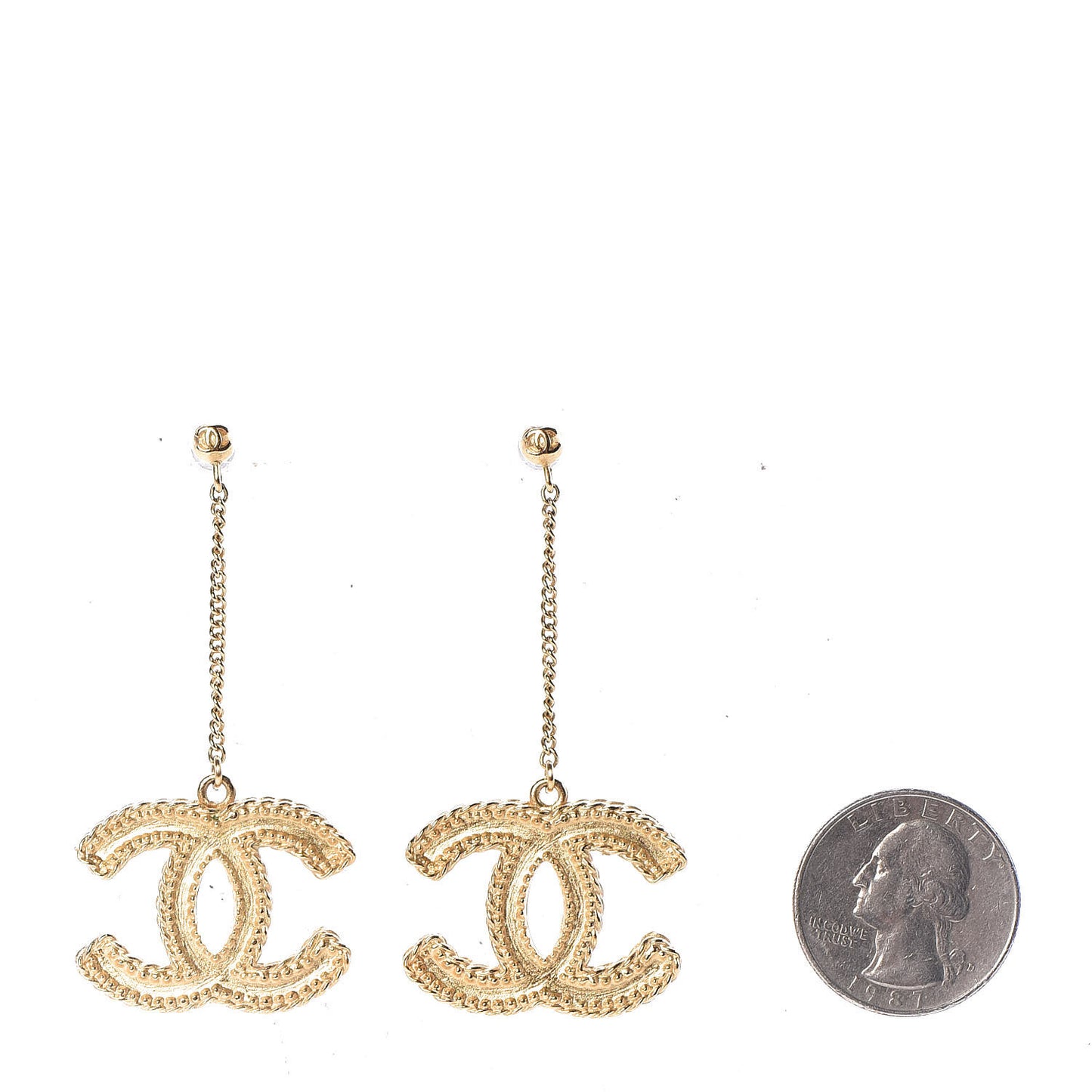 CC Drop Earrings Matte Gold