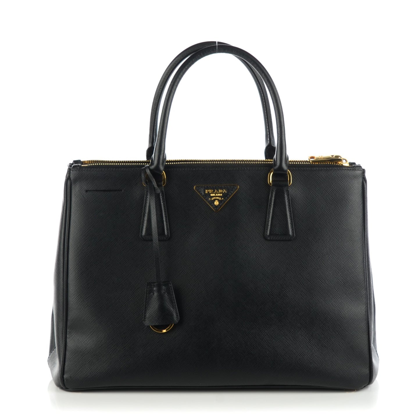 Saffiano Lux Medium Double Zip Tote Nero Black