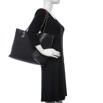 Chanel Perforated Grained Calfskin Large Shopping Tote Black 2 of 12
