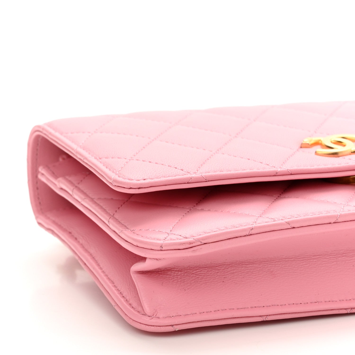 Chanel Lambskin Quilted Pick Me Up Wallet On Chain WOC Light Pink 10 of 11