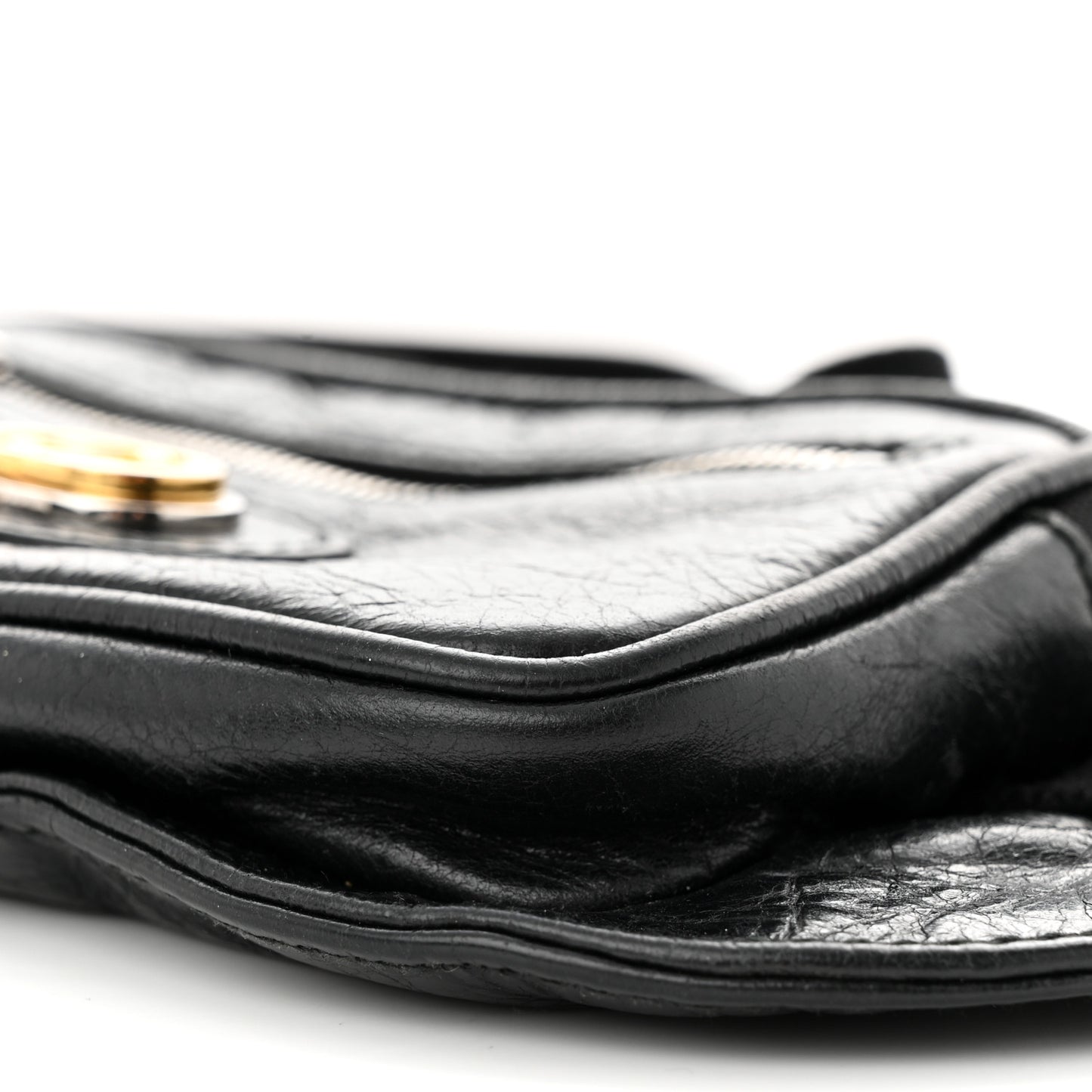 Fluffy Calfskin Morpheus Double Zip Belt Bag Black