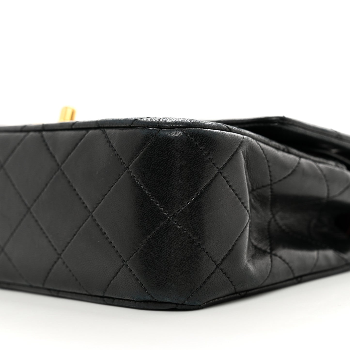 Lambskin Quilted Small Double Flap Black
