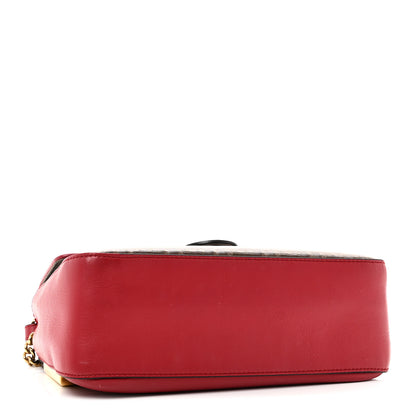 Fendi Vitello Grace Glazed Fabric FF 1974 Double F Shoulder Bag Fragola Mogano Panna 4 of 9