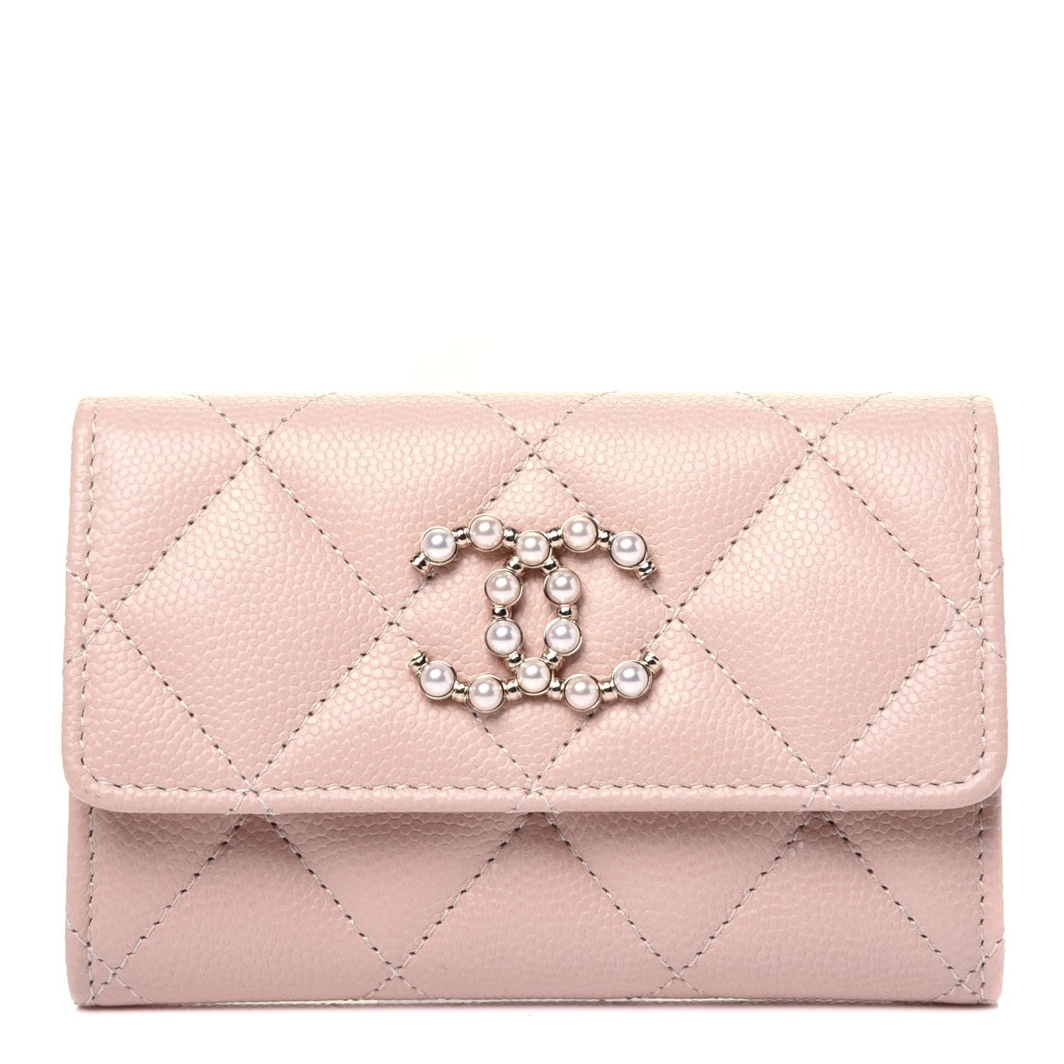 Chanel Caviar Pearl Quilted Coco Candy Flap Card Holder Beige 1 of 8