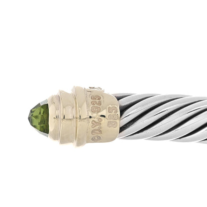David Yurman Sterling Silver 14K Yellow Gold Peridot 5mm Cable Classics Petite Color Bracelet 3 of 3