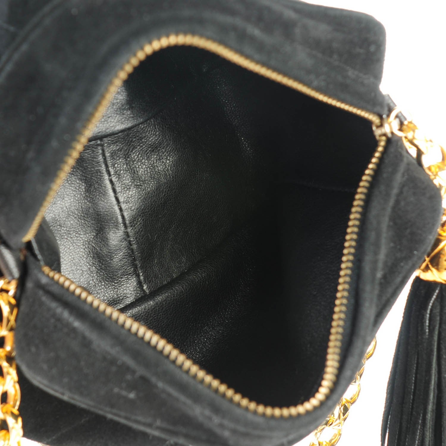 Chanel Suede Vertical Quilted CC Tassel Camera Case Black 5 of 7