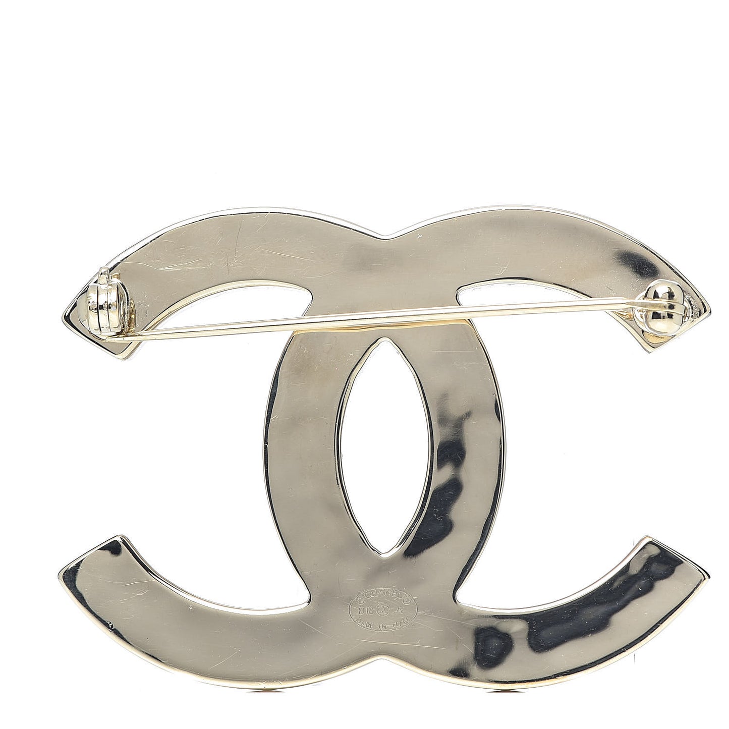 Crystal Enamel Stripe CC Brooch Black Gold