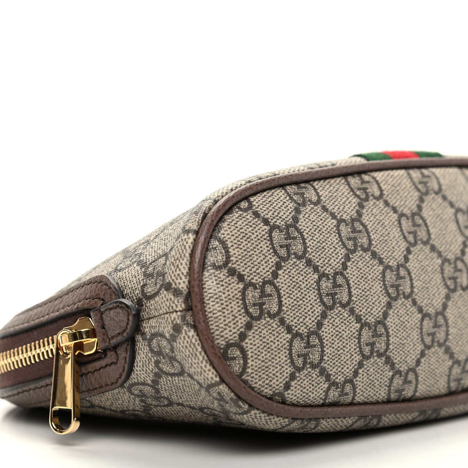Gucci GG Supreme Monogram Textured Calfskin Web Large Ophidia Cosmetic Case Beige Ebony New Acero 6 of 11