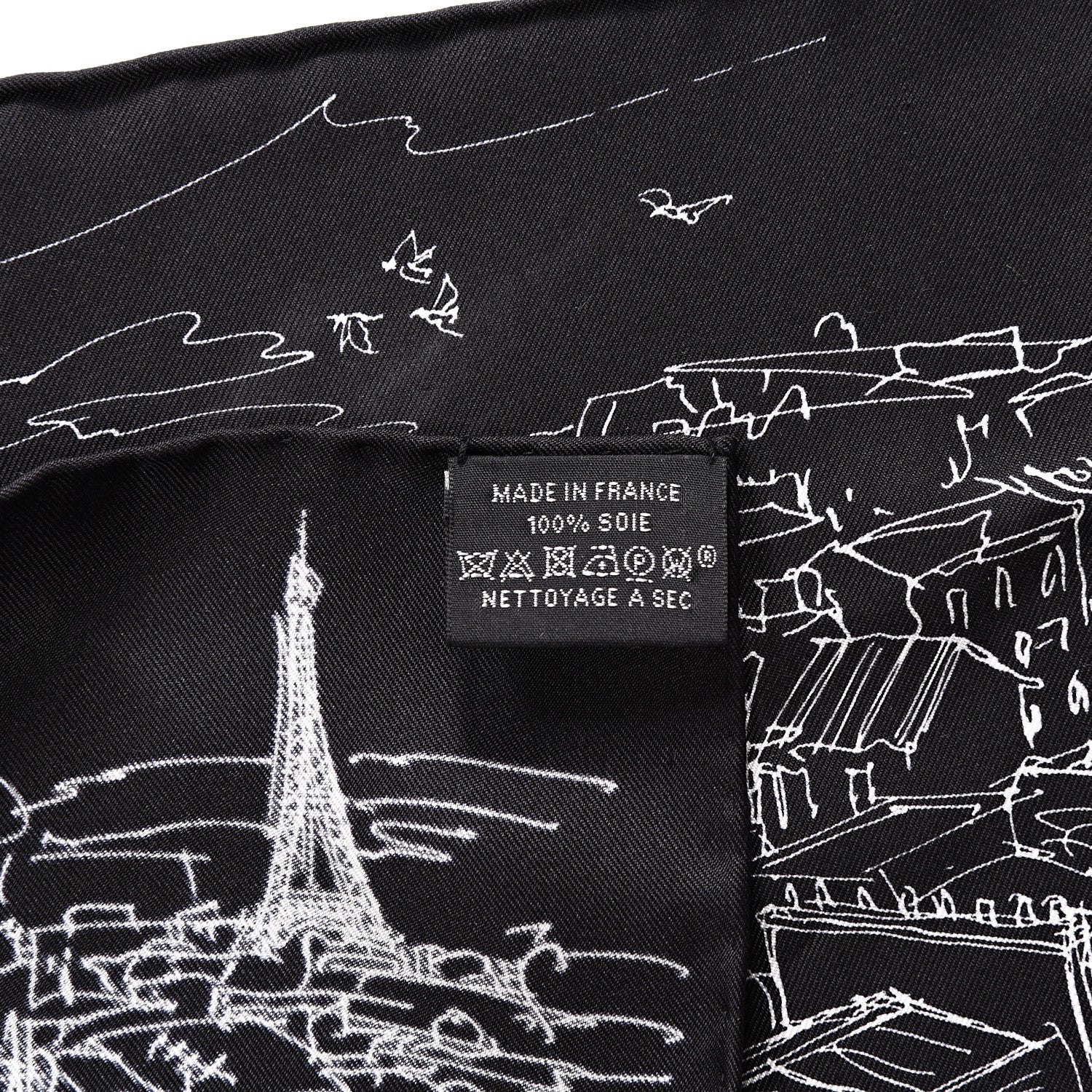 Hermes Silk Un Jardin Sur Le Toit Pocket Square Black White 4 of 4