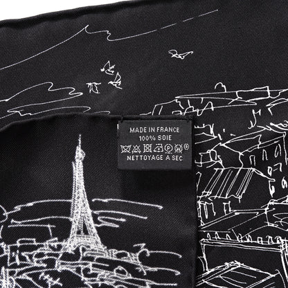 Hermes Silk Un Jardin Sur Le Toit Pocket Square Black White 4 of 4