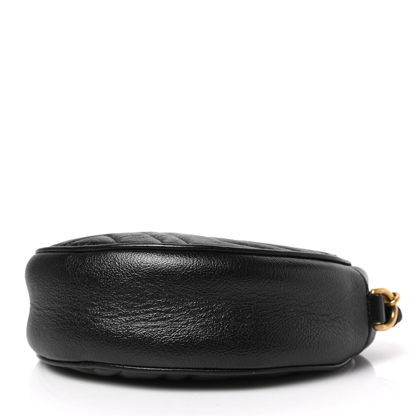 Azalea Calfskin Matelasse Heart Mini GG Marmont Round Shoulder Bag Black