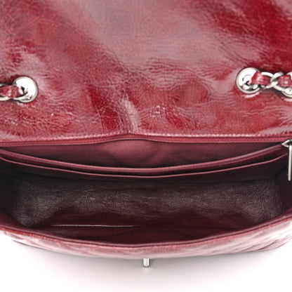 Chanel Crinkled Patent Quilted Jumbo Single Flap Burgundy 6 of 13