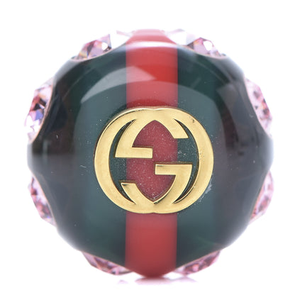 Gucci Resin Strass Vintage Web Stud Pin Red Green 1 of 5