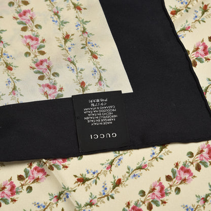 Gucci Silk Twill Gucci Rose Series Square Scarf Ivory Black 4 of 4