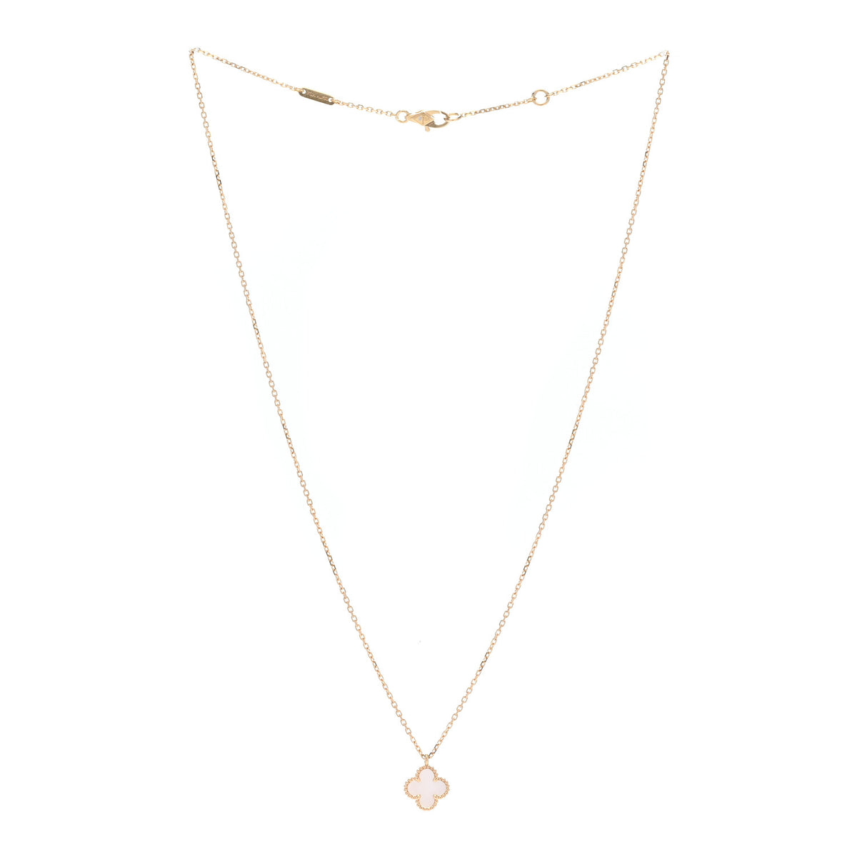 Van Cleef & Arpels 18K Yellow Gold Mother of Pearl Sweet Alhambra Pendant Necklace 3 of 6