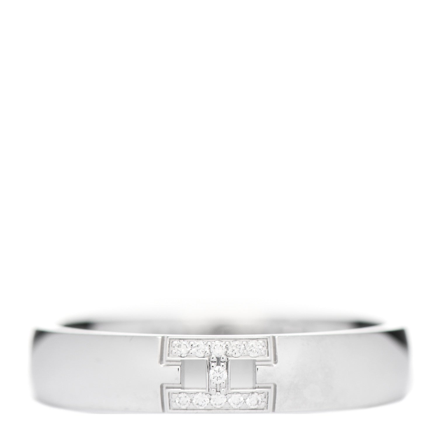 Hermes 18K White Gold Diamond Ever Herakles Wedding Band Ring 50 5.25 1 of 5