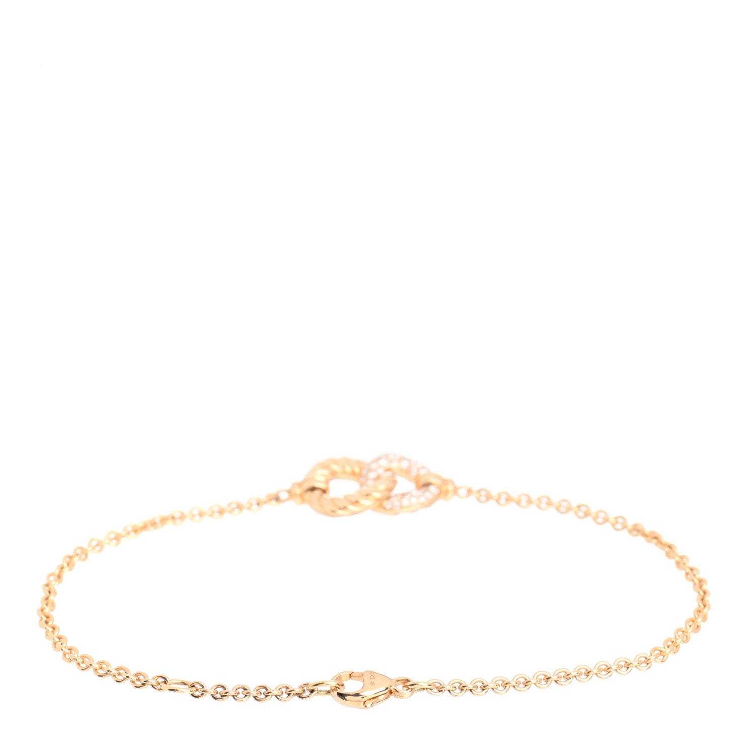 David Yurman 18K Yellow Gold Diamond Belmont Single Station Bracelet 3 of 5