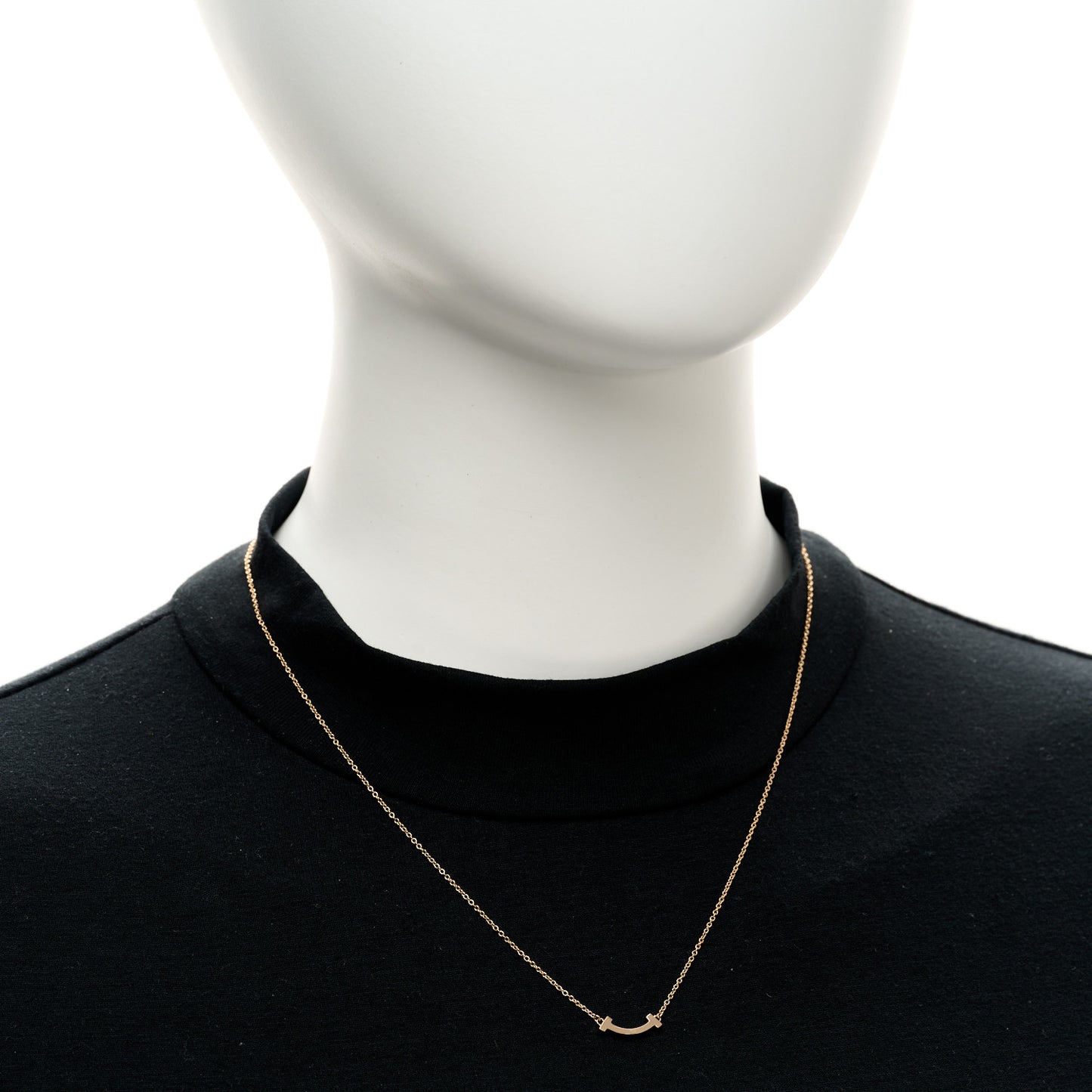18K Rose Gold Mini T Smile Pendant Necklace