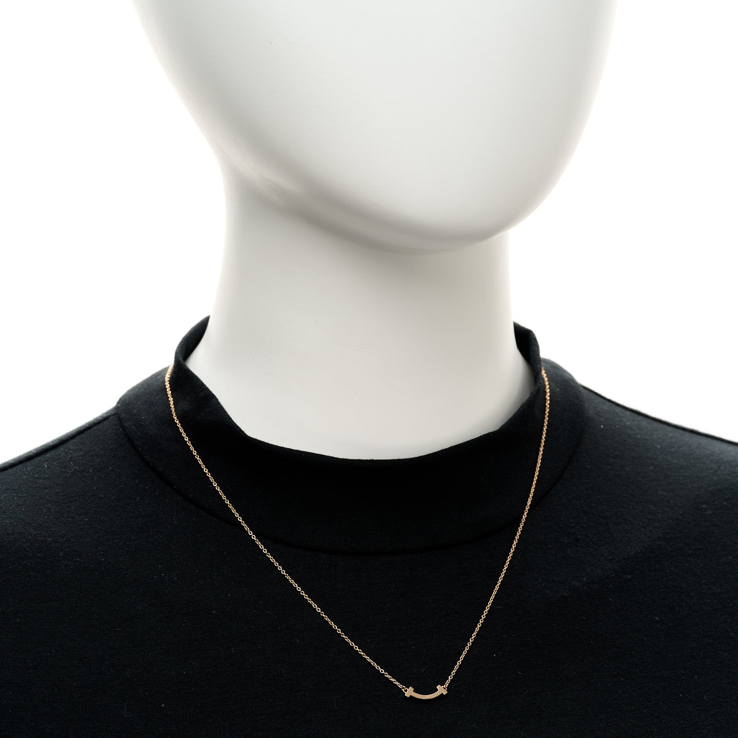 Tiffany 18K Rose Gold Mini T Smile Pendant Necklace 2 of 5