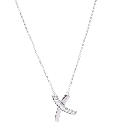 Tiffany 18K White Gold Diamond Paloma Picasso Small Signature X Pendant Necklace 1 of 7