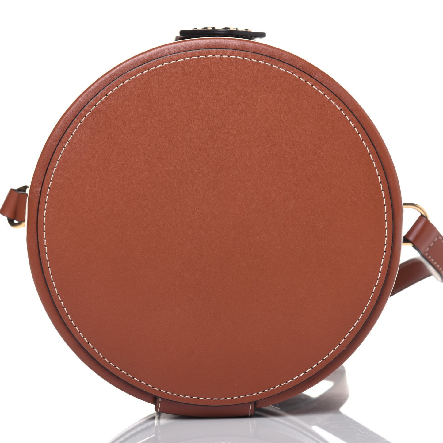 Calfskin Triomphe Canvas Medium Tambour Bag Tan