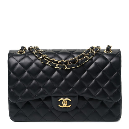 Chanel Lambskin Quilted Jumbo Double Flap Black 1 of 5