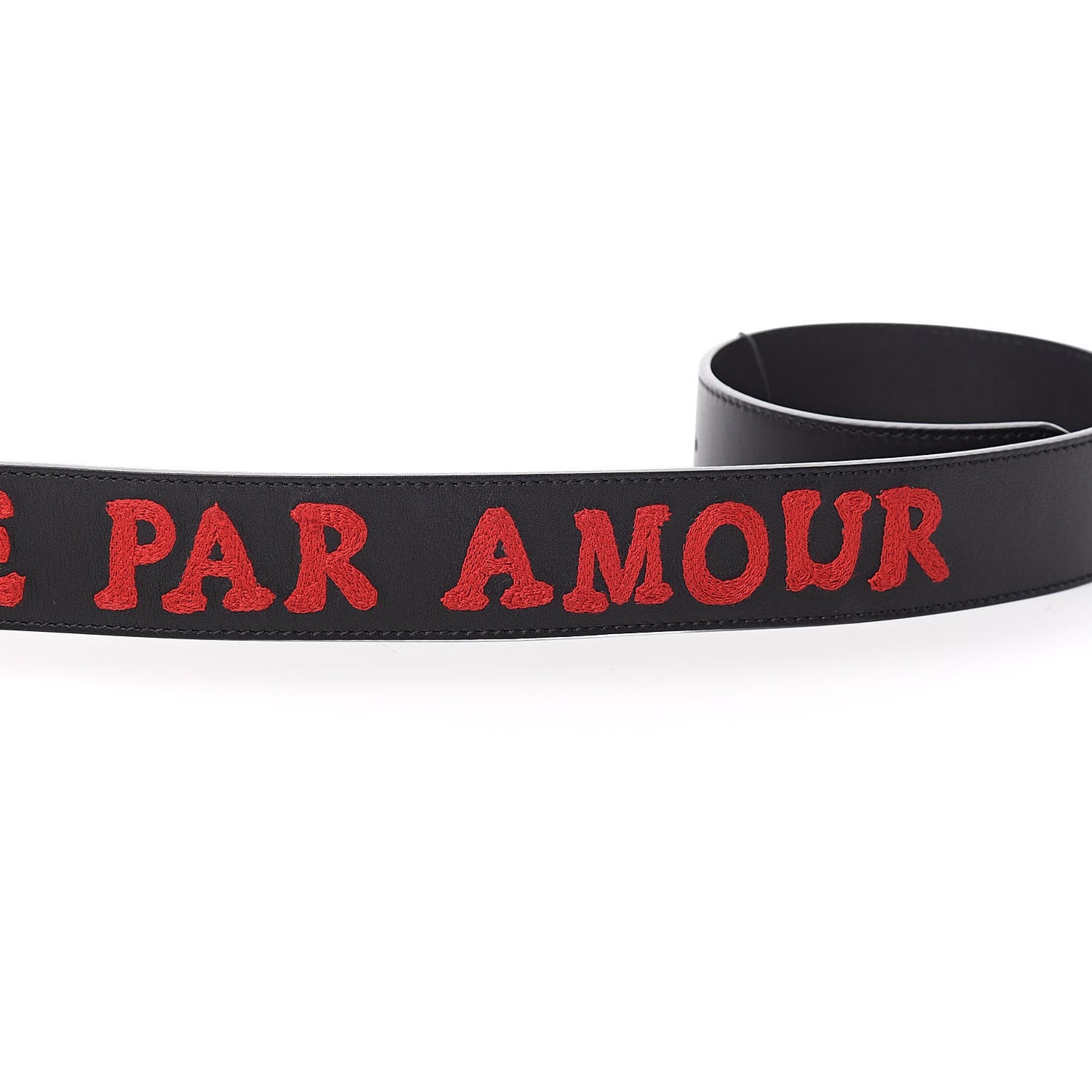 Calfskin L'Aveugle Par Amour Embroidered Double G 40mm Belt 100 40 Black Red
