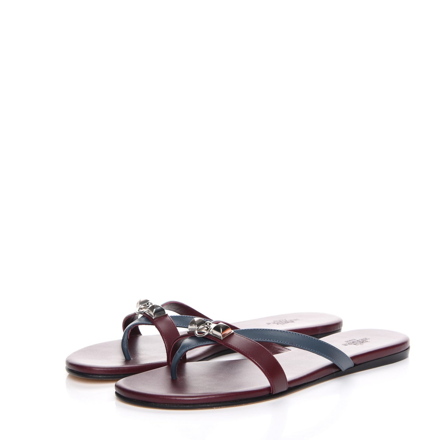 Nappa Calfskin Corfou Sandals 38 Bleu Ardoise Bordeaux