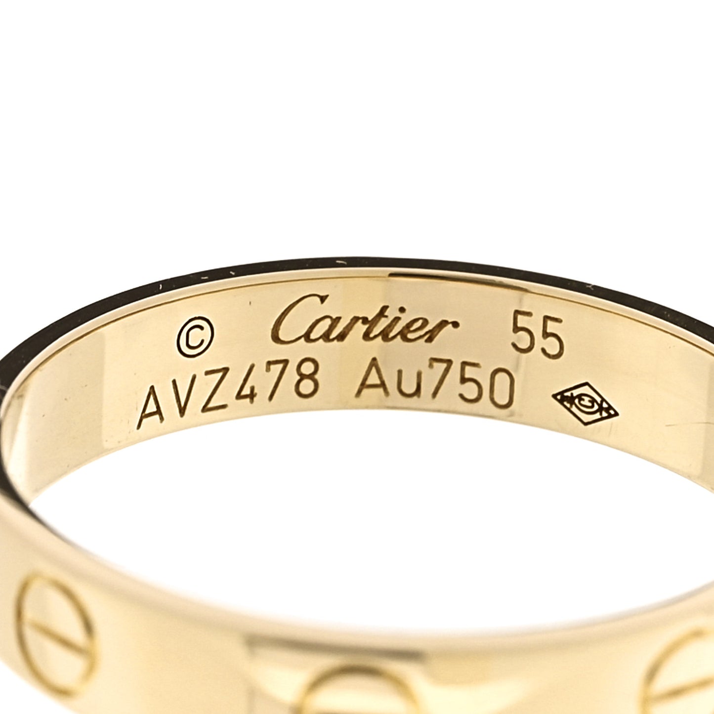 18K Yellow Gold 3.5mm LOVE Wedding Band Ring 55 7.25