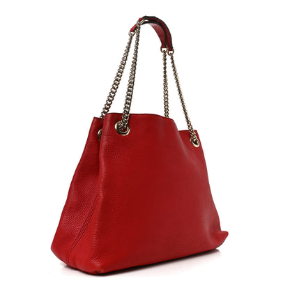 Gucci Pebbled Calfskin Medium Soho Chain Shoulder Bag Tabasco Red 3 of 11