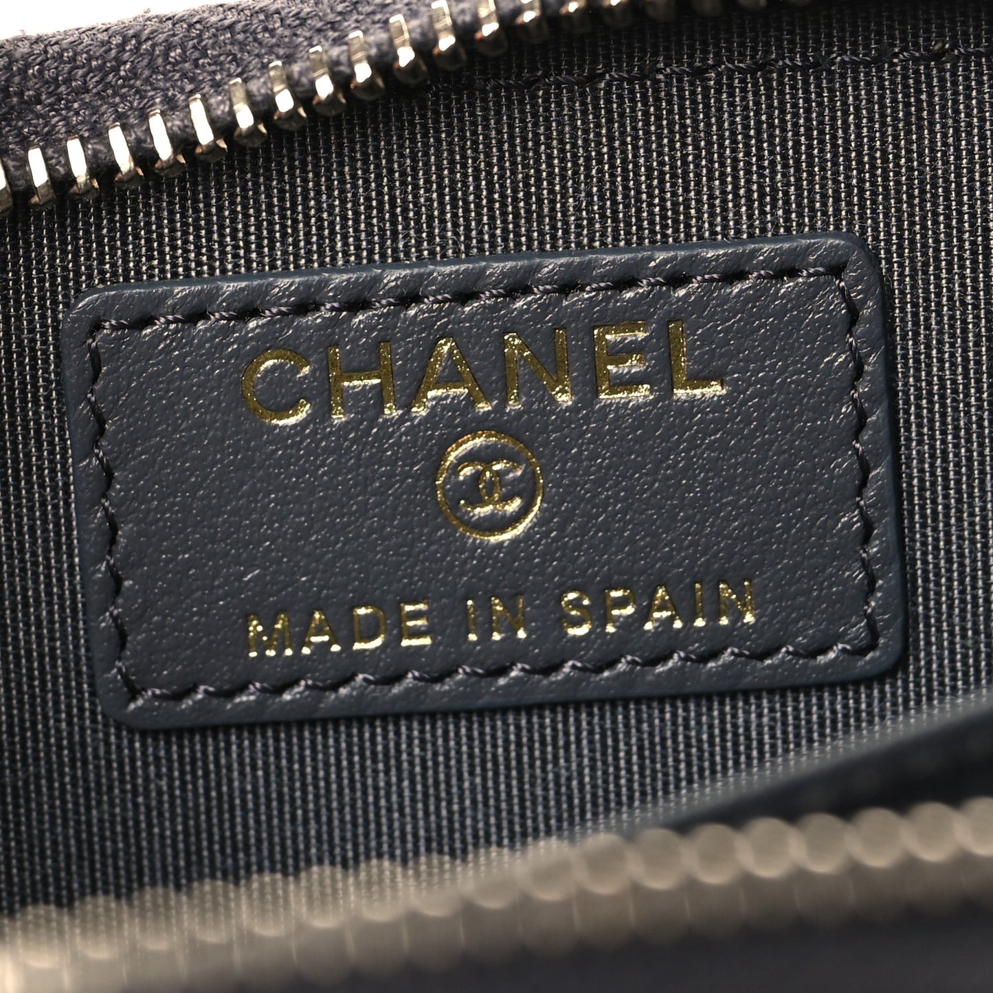 Lambskin Quilted Chanel 19 Zip Around Coin Purse Wallet Grey