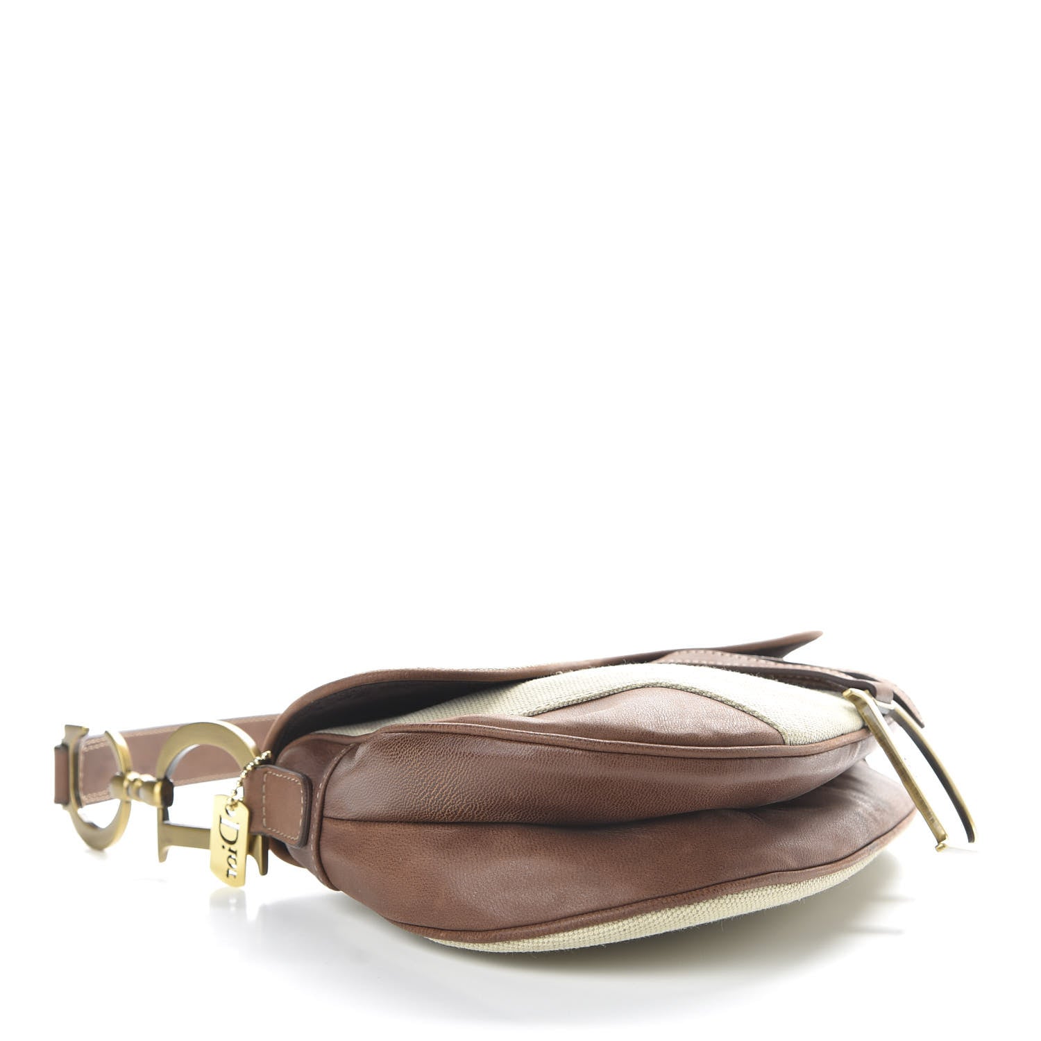 Christian Dior Canvas Calfskin Saddle Bag Beige 5 of 10