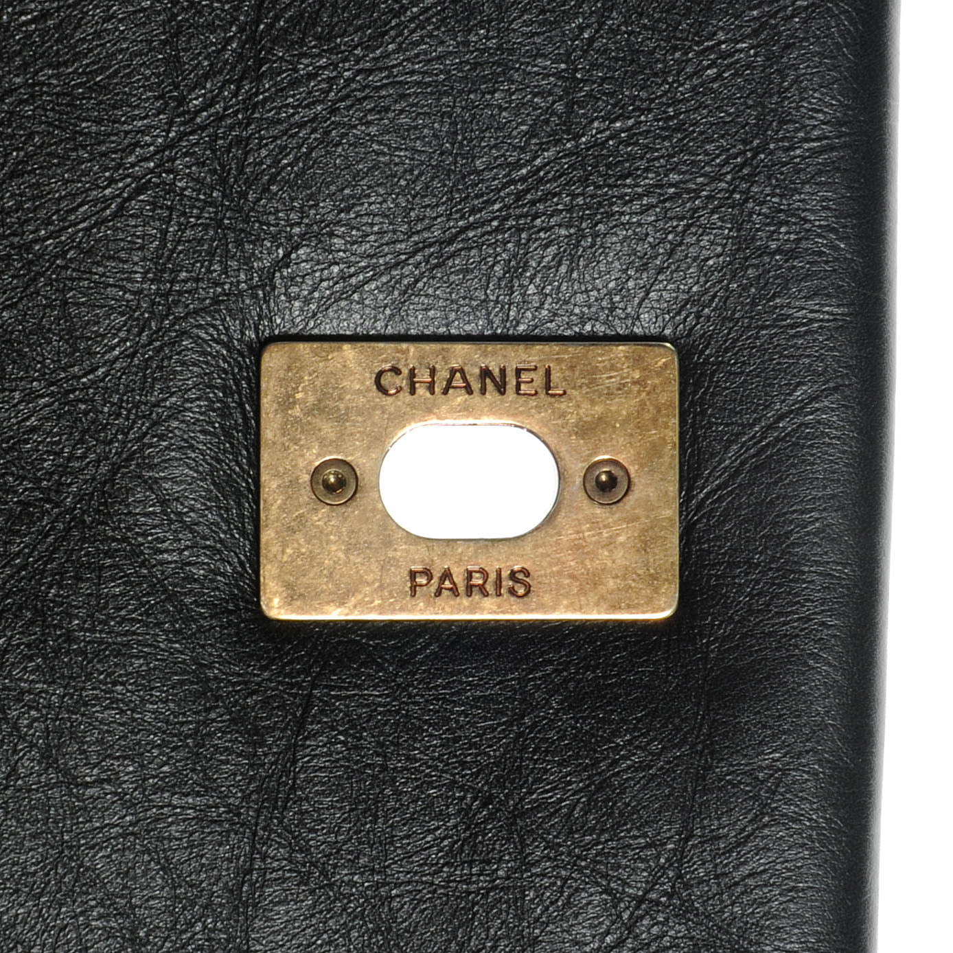 Aged Calfskin Quilted Large Pondichery Flap Black