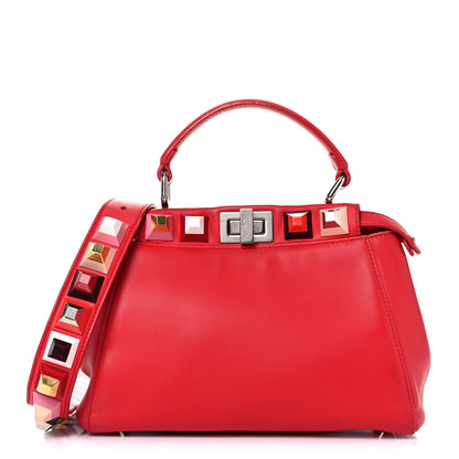 Fendi Nappa Studded Mini Peekaboo Iconic Satchel Fiamma Multicolor 1 of 11