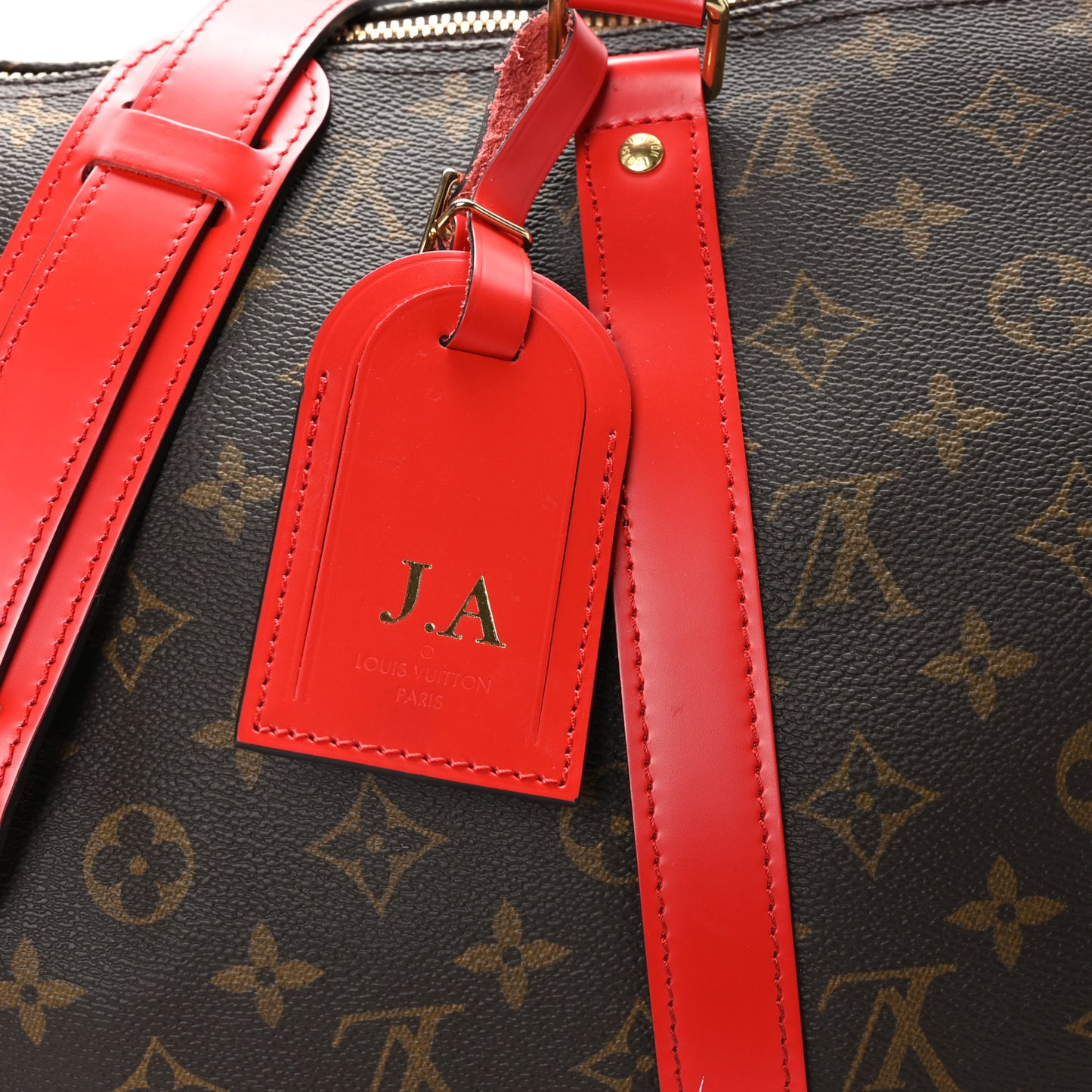 Calfskin Monogram Keepall Bandouliere 50 Coquelicot