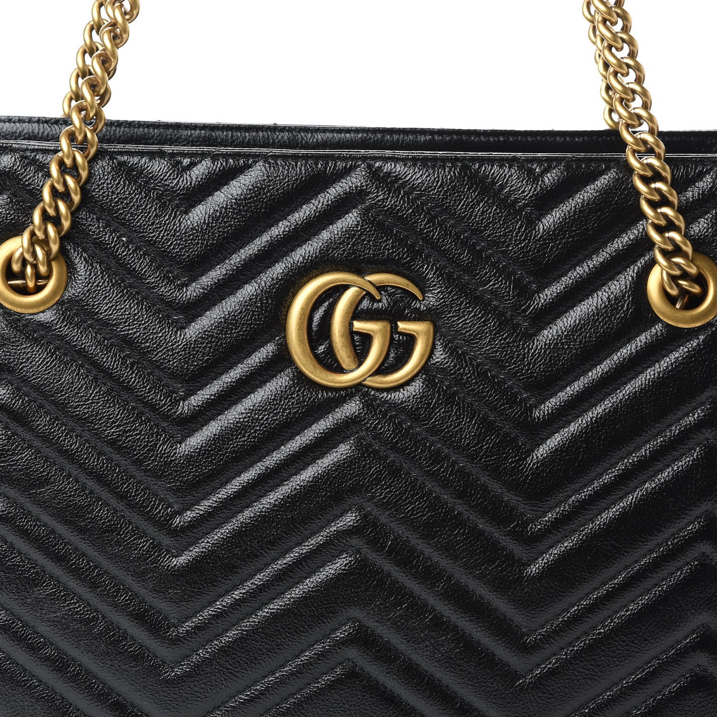 Vintage Calfskin Matelasse Medium GG Marmont Slim Tote Black