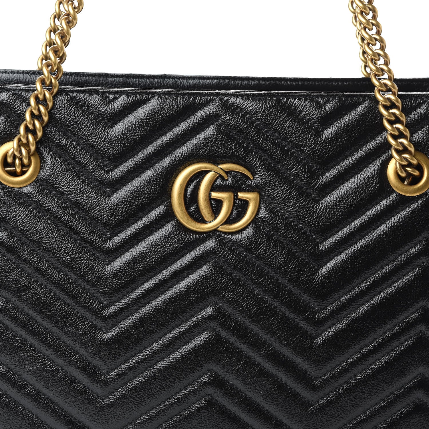 Gucci Vintage Calfskin Matelasse Medium GG Marmont Slim Tote Black 10 of 10