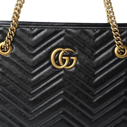 Gucci Vintage Calfskin Matelasse Medium GG Marmont Slim Tote Black 10 of 10