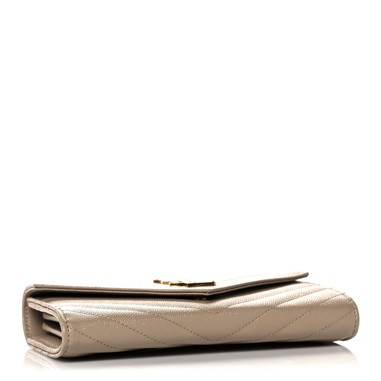 Grain De Poudre Matelasse Chevron Monogram Flap Wallet Taupe