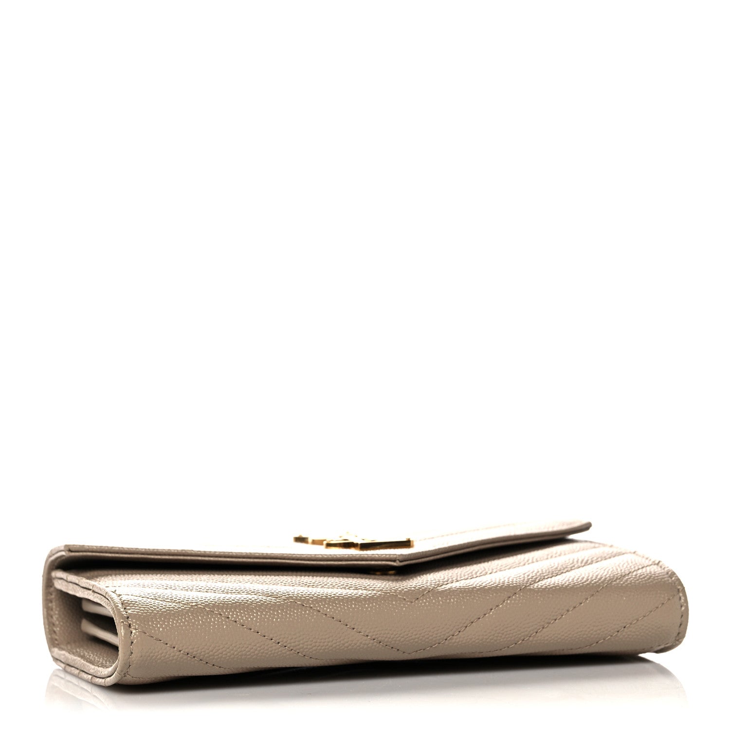 Saint Laurent Grain De Poudre Matelasse Chevron Monogram Flap Wallet Taupe 4 of 10