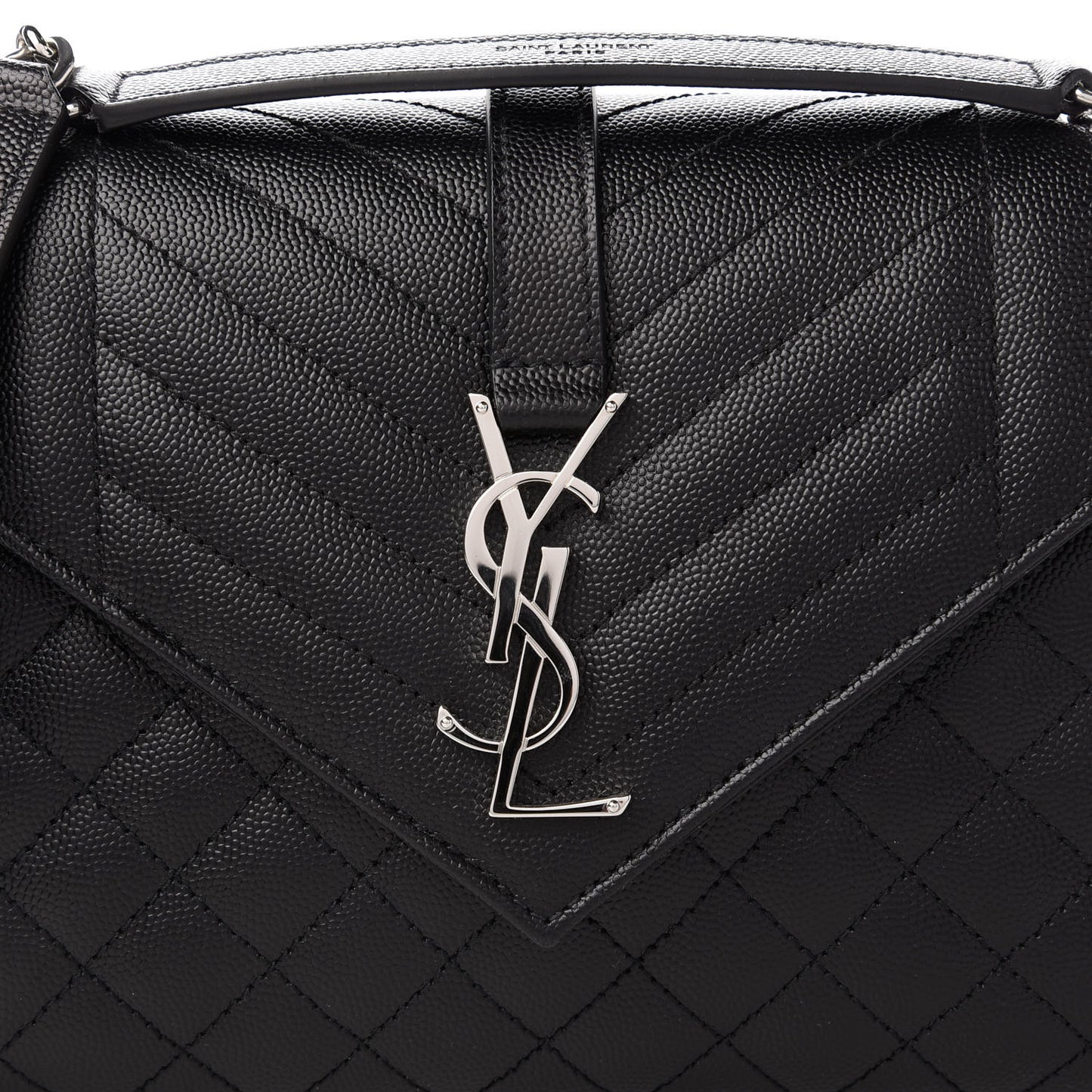 Grain De Poudre Textured Mixed Matelasse Triquilt Medium Monogram Satchel Black