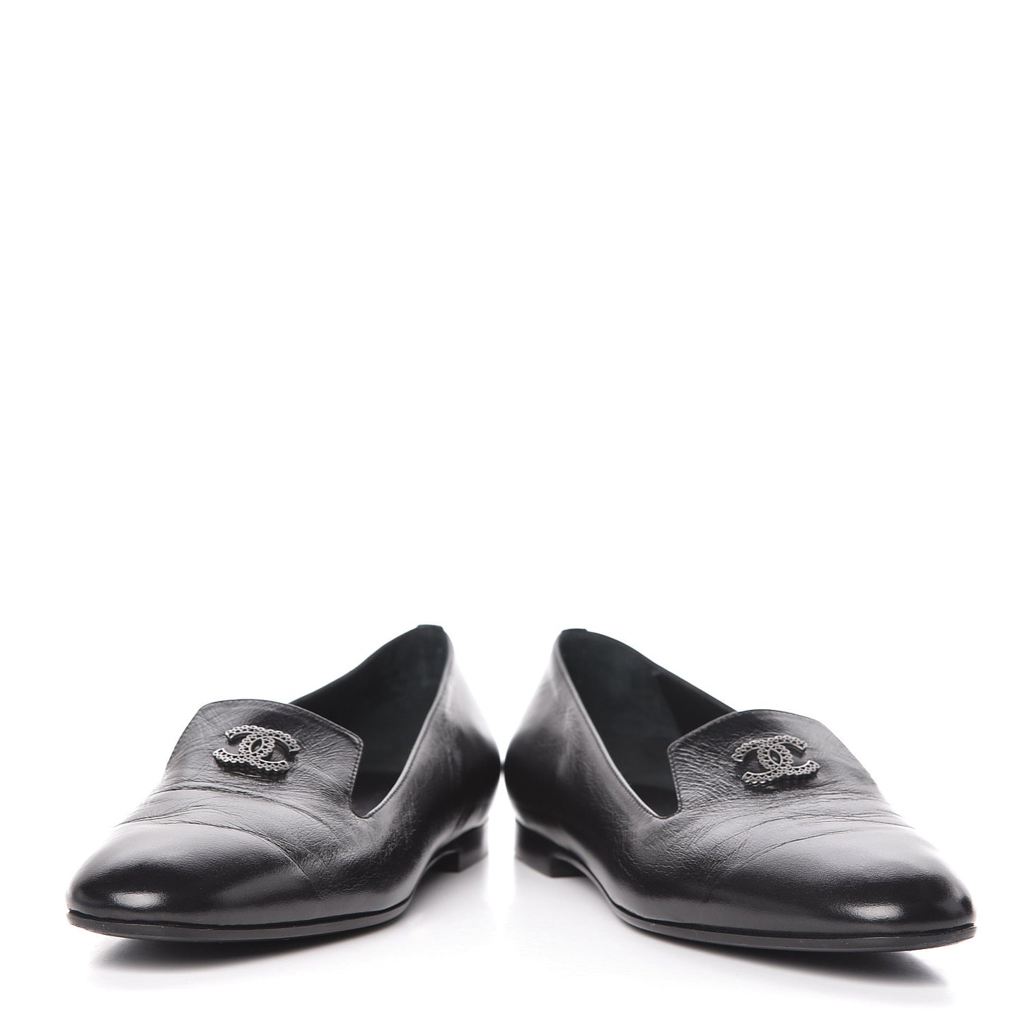 Lambskin CC Mocassin Loafers 37.5 Black