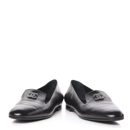 Chanel Lambskin CC Mocassin Loafers 37.5 Black 6 of 14