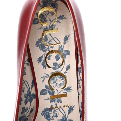 Gucci Goatskin Feline Ginger Loafer Pumps 41 Hibiscus Red Blue 6 of 10