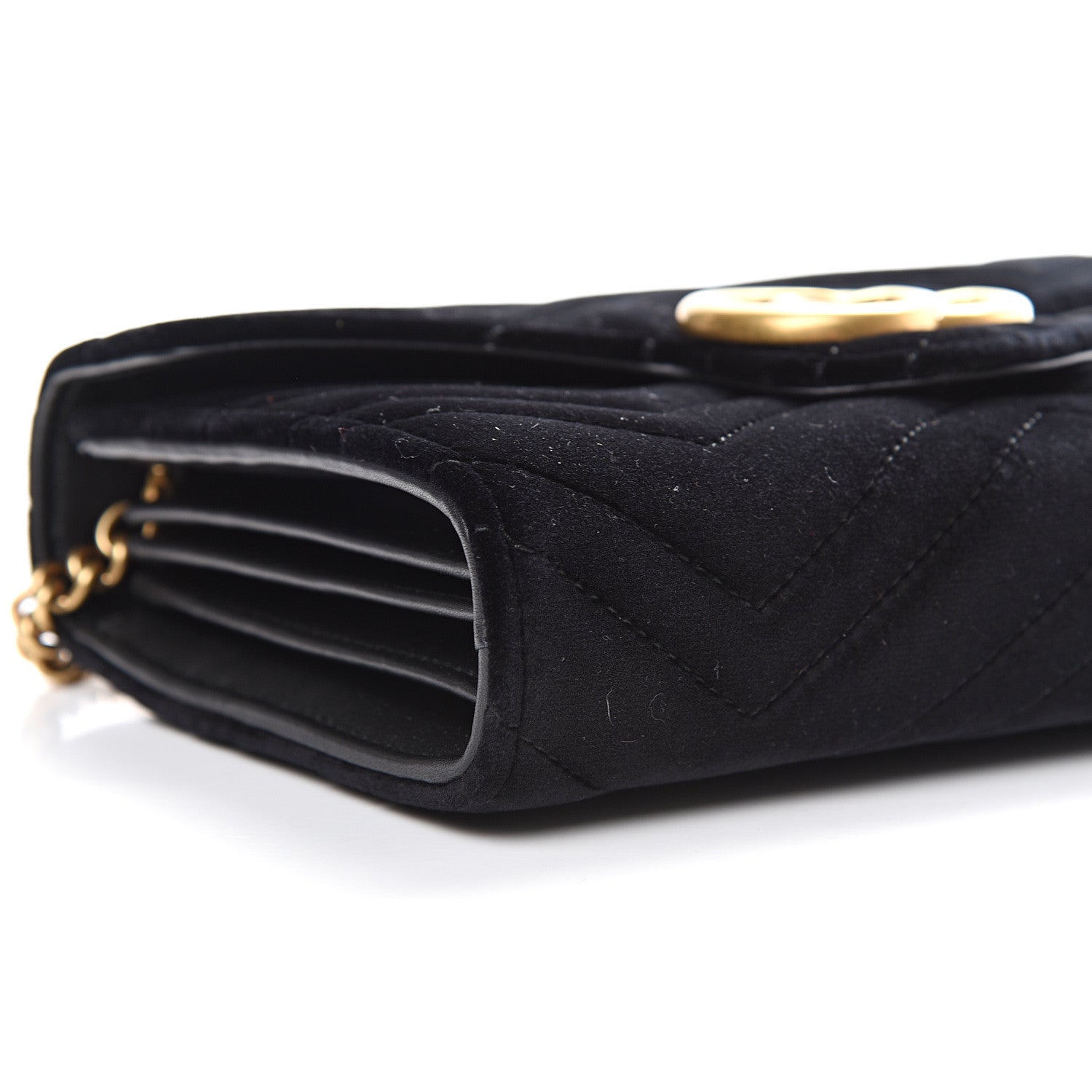 Gucci Velvet Matelasse GG Marmont Chain Wallet Black 8 of 11
